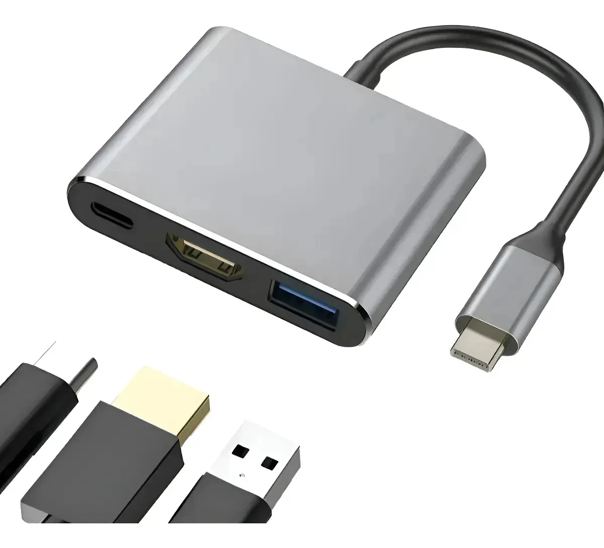 Adaptador USB C para HDMI, adaptador de hub tipo C 3 em 1