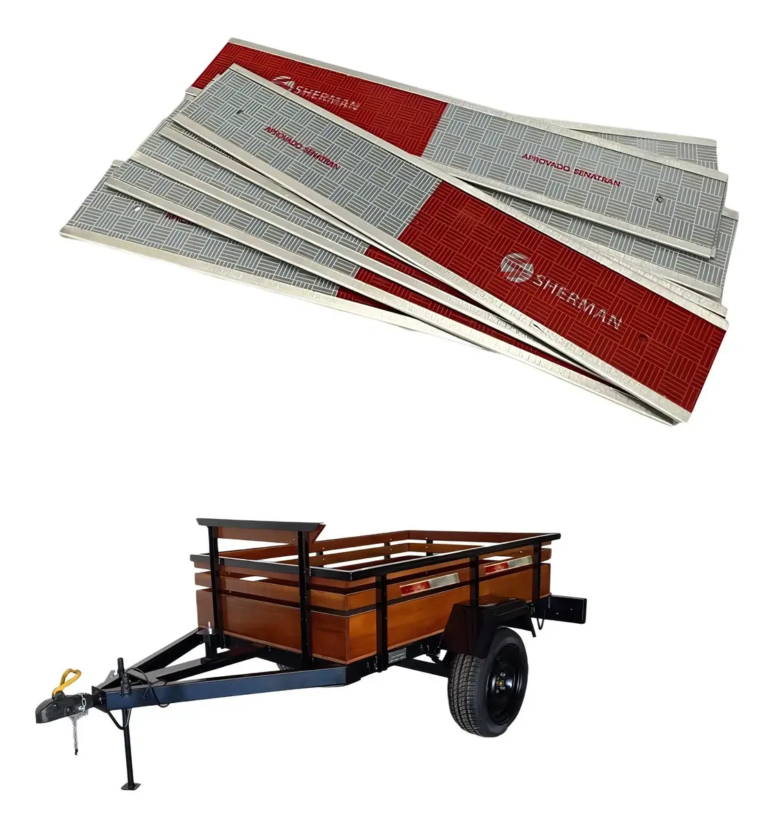 Kit 30 Faixas Refletivas Lateral Alumínio Sherman Caminhão 5x30cm Vermelho