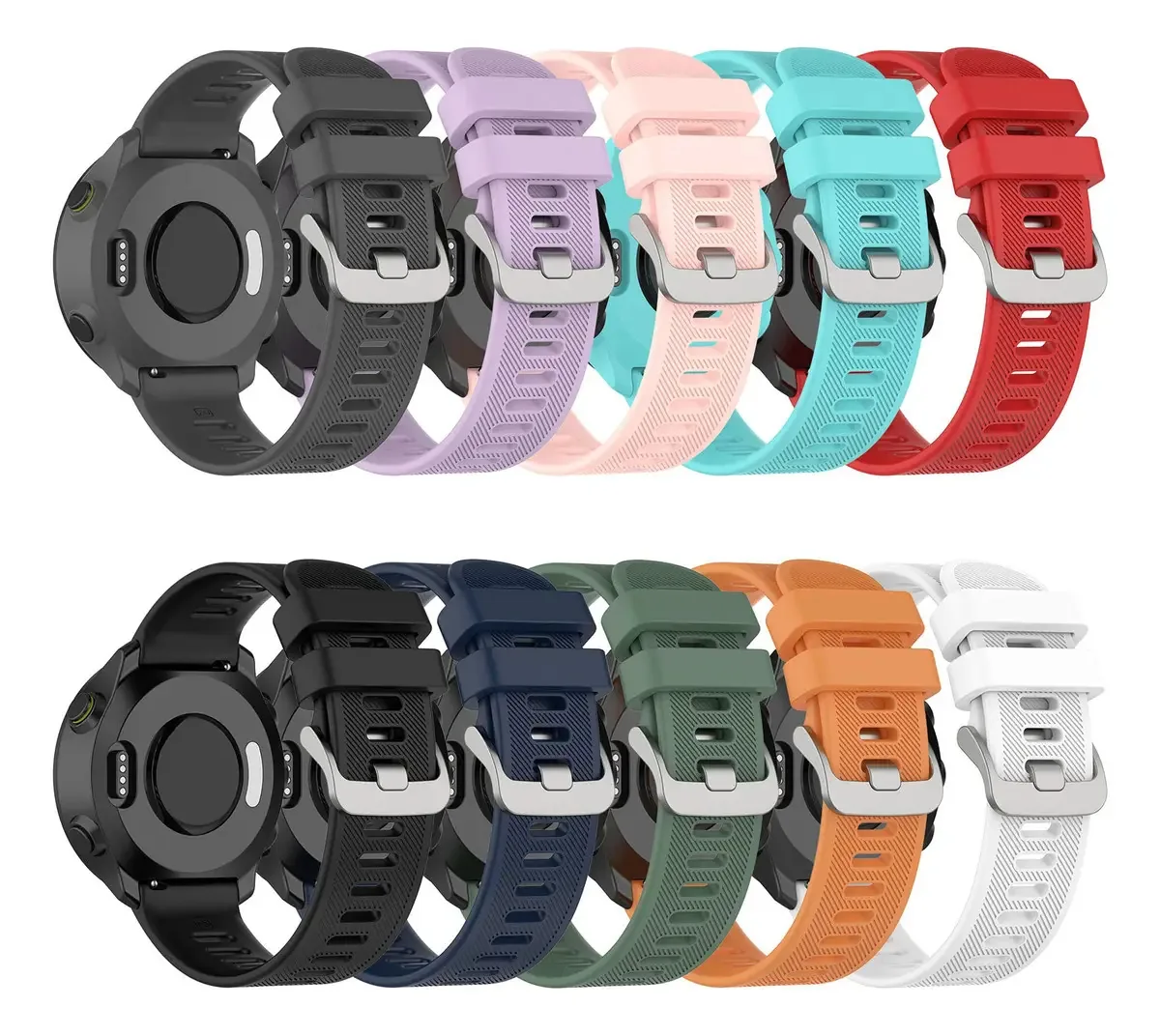 Compatível com Garmin Forerunner 158/Forerunner 55, Pulseira de Silicone de Substituição para Smartwatch Garmin Forerunner 158/Forerunner 55 (10 Cores)
