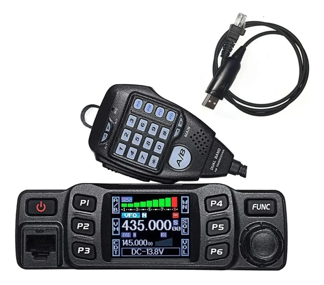 Transceptor de rádio móvel de banda dupla Anytone AT-778uv 25W VHF/UHF Radio Base Car Base Radio Walkie Talkie com cabo de programação