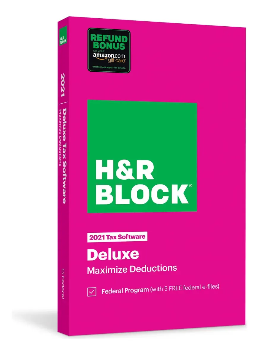 H&r Block Tax Software Deluxe 2021 Con De Bonificación De Reembolso Del 3% [código Físico Por Correo