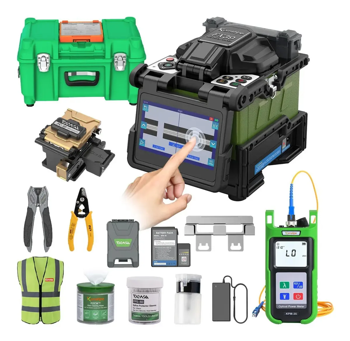 Splicer de fibra óptica Komshine Fx39 Fusion com 6 motores e