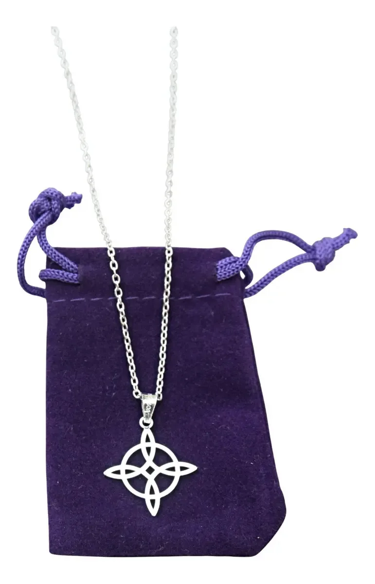 Pingente Witch's Knot em prata 925 com corrente de proteção e Silver Power