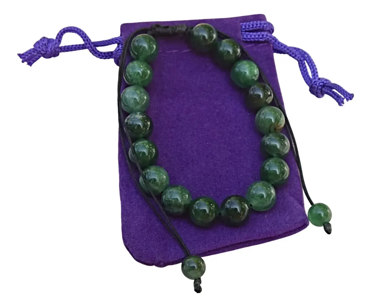 Pulseira esmeralda feita à mão de 8 mm de proteção e prosperidade verde 17 cm 17 cm