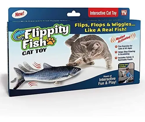 Brinquedo Intel Flippity Fish Cat, chinelos e mexe como um