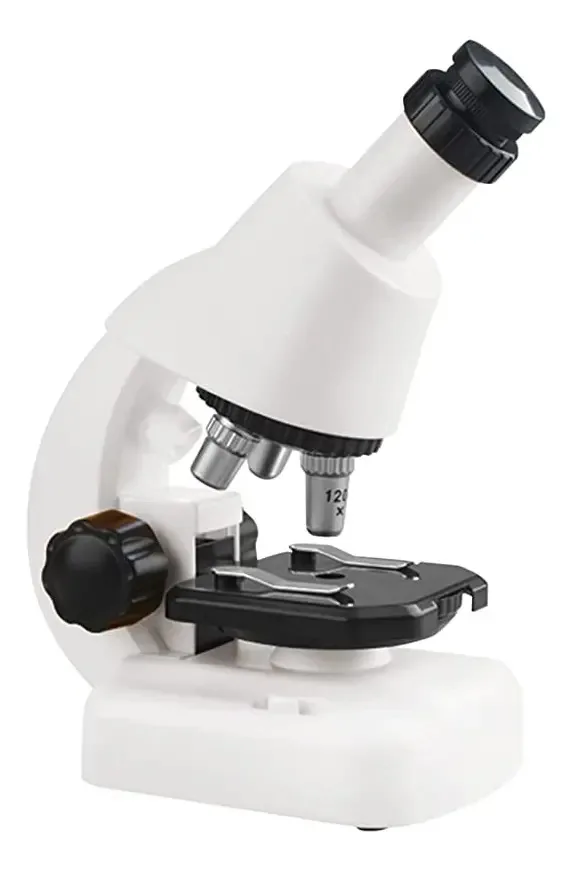 Microscópio Infantil Biológico Portátil 100x - 400x - 1200x Cor Branco