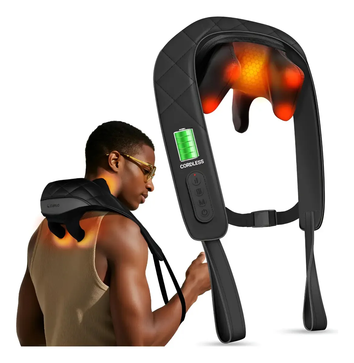 Massageador térmico sem fio para pescoço e costas