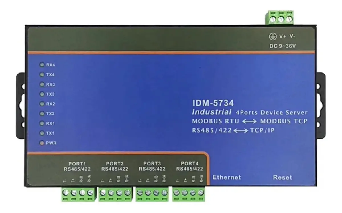 Servidor Domojt Série R-s-485/422 de 4 Canais Gateway Modbus Rs485 de 4 Portas para Ethernet Tcp/ip