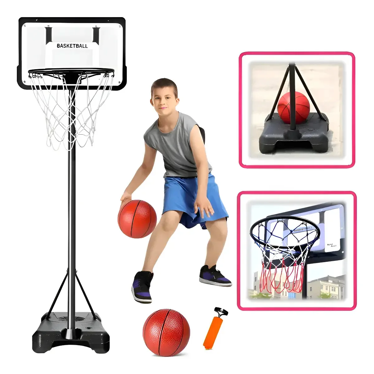 Cesta de basquete Altura do basquete 1,48-2,5 m para crianças e adultos