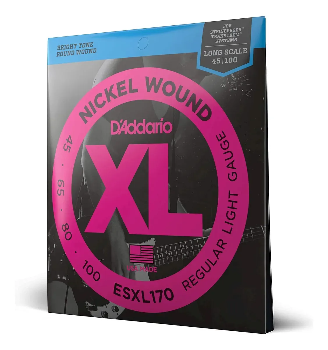 Cordas de baixo D'addario - Cordas de baixo elétricas - Exl170 - Leve, 45-100 - Escala longa