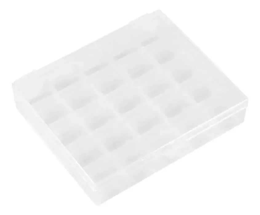 Caixa de bobina Hilitand, 25 ranhuras de plástico transparente, cor preta