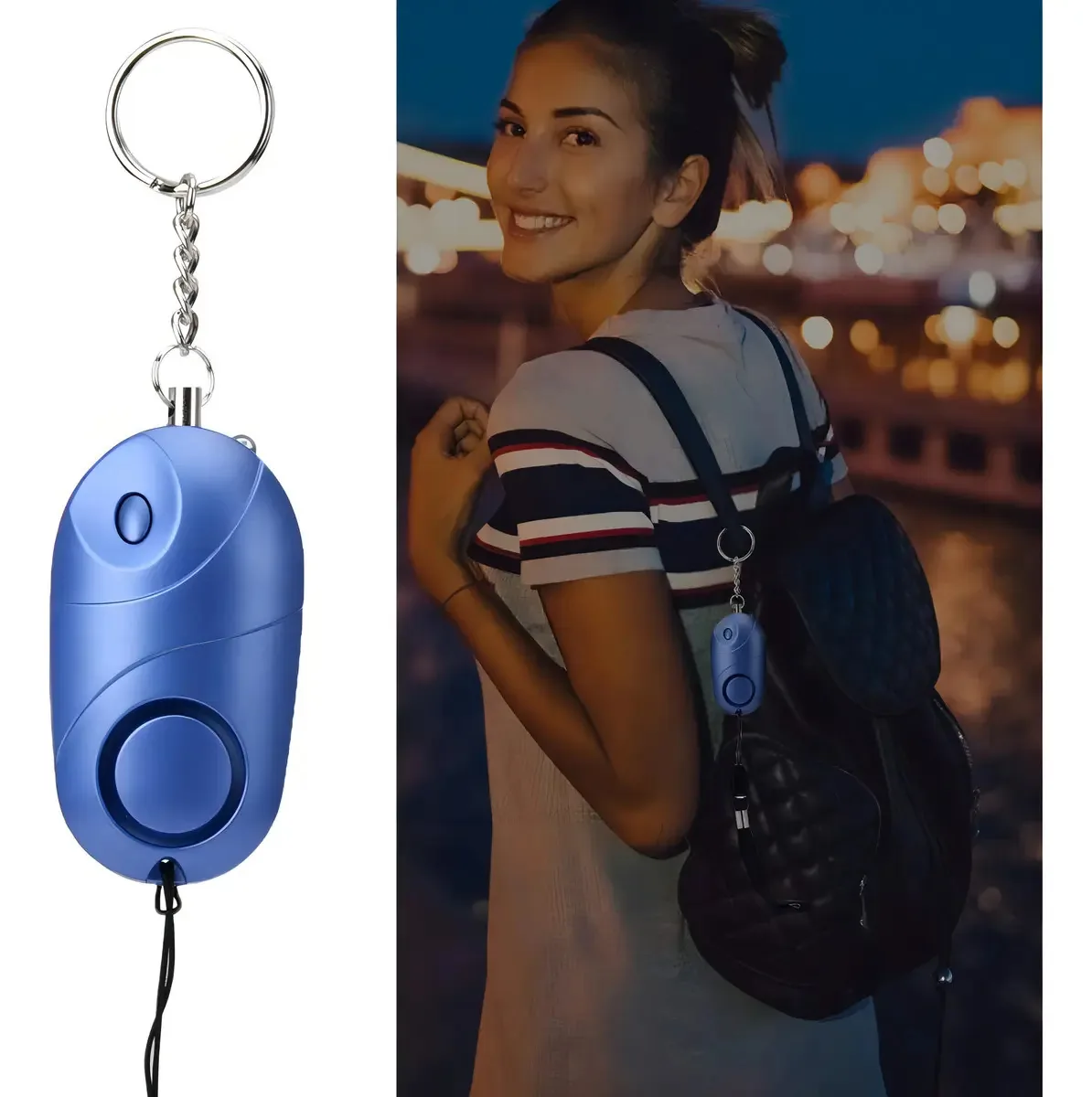 Alarme Pessoal 130db, Chaveiro de Alarme de Segurança Pessoal com Luz Led, Mini Sirene de Segurança de Autodefesa de Emergência para Mulheres/crianças/idosos/meninas