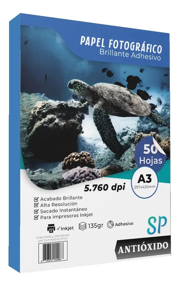 Papel fotográfico adesivo brilhante 135gr A3 X 50 folhas