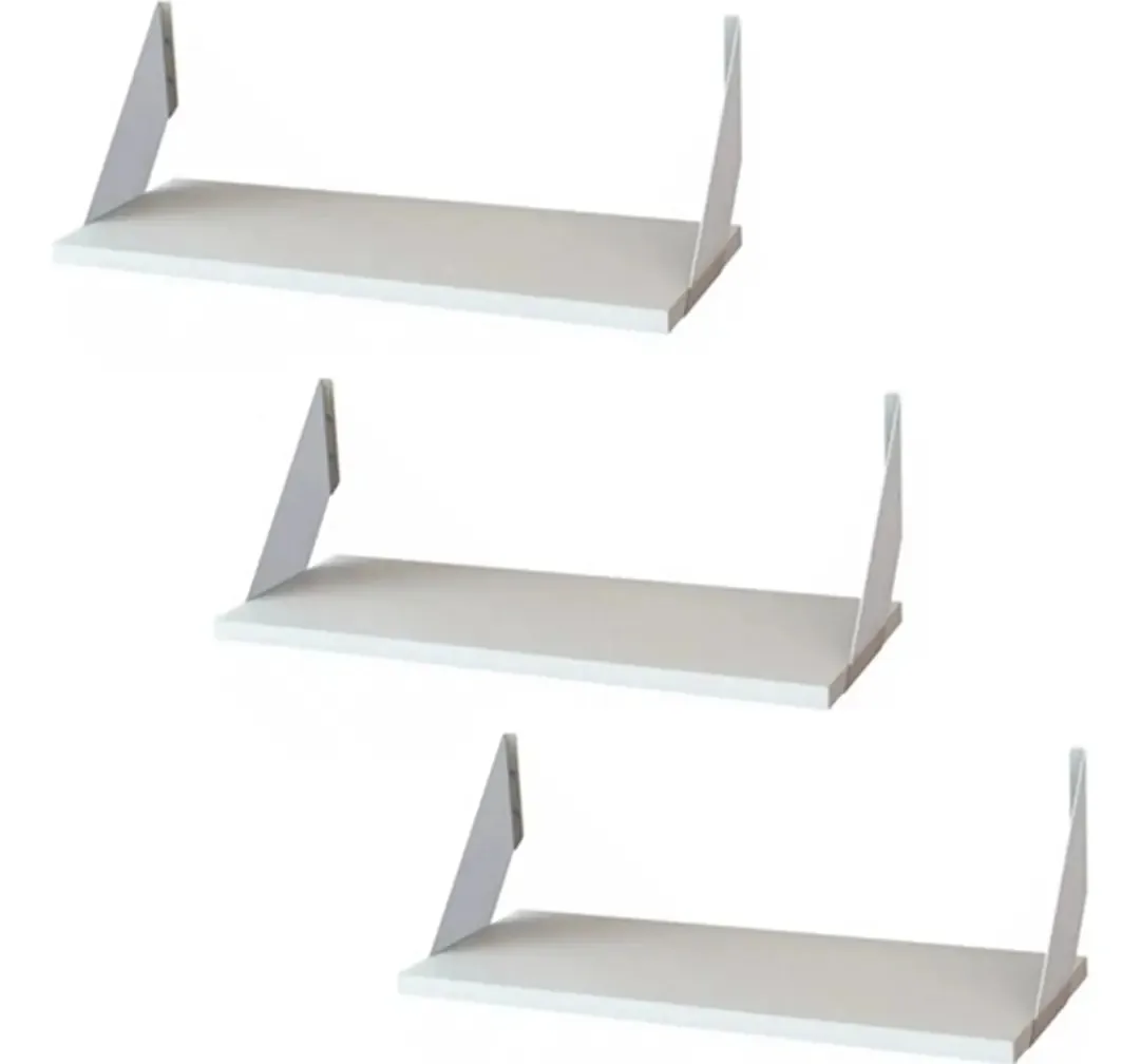 3 prateleiras com prateleira lateral 60x20cmx18mm Prateleira de decoração branca