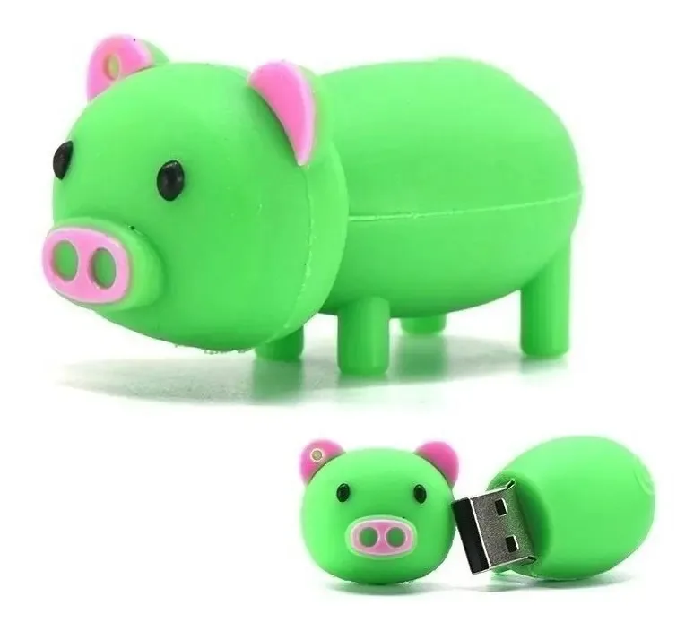 Pen drive de 32Gb em forma de porco verde