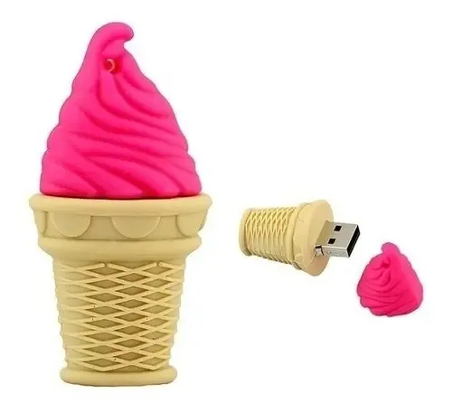 Pen Drive em forma de um copo gelado/refeições rosa