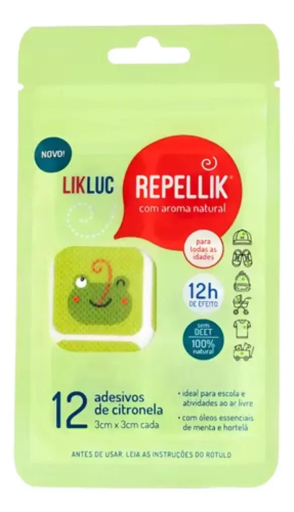 Adesivo Repelente Repellik Likluc Proteção Contra Mosquitos Natural e Seguro para Bebes e Crianças a 100% natural base de Citronela