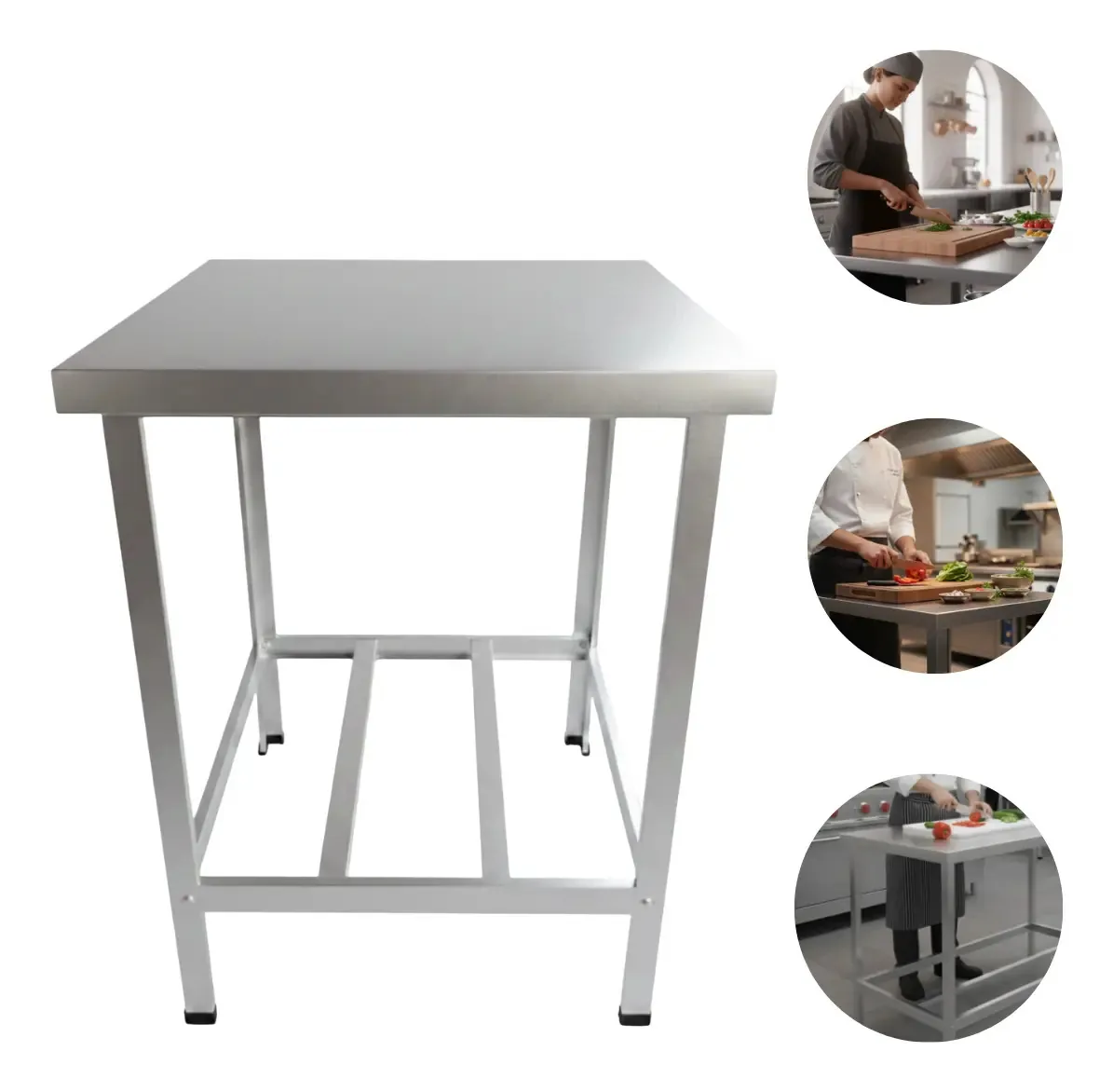 Mesa Serviço Cefaz 90x70 Tampo Inox Confeitaria Açougue Padaria Cinza