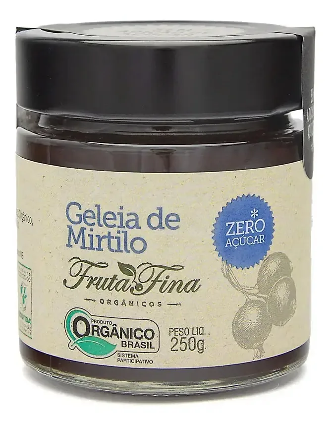 Geleia Mirtilo 100% Fruta S/ Açúcar Orgânico 250g Fruta Fina