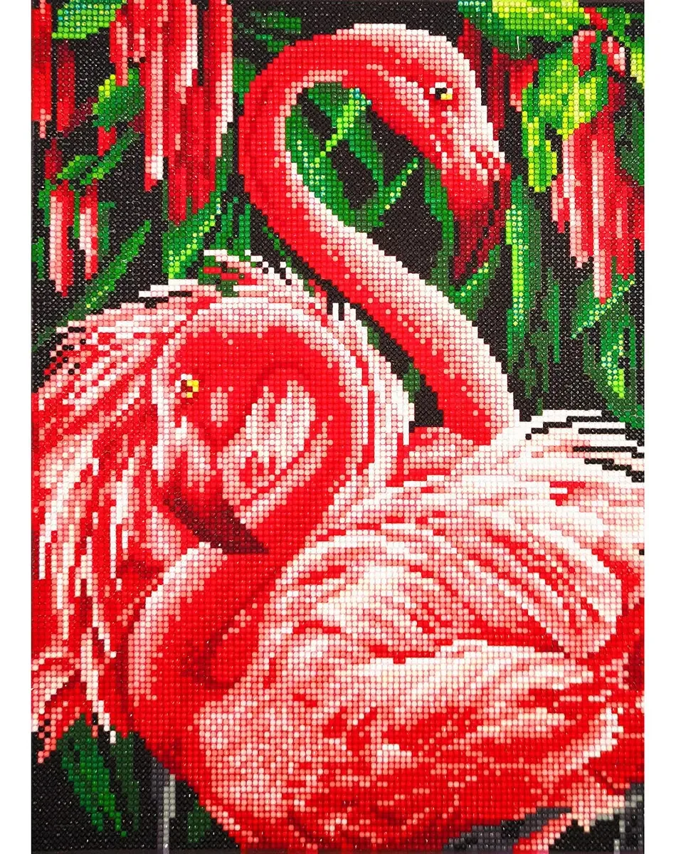 Kit de pintura com diamante Hand U Journey 5d, faça você mesmo, kits de pintura com diamantes perfurados para adultos e crianças, decoração de parede, 14 x 18 polegadas, Flamingo
