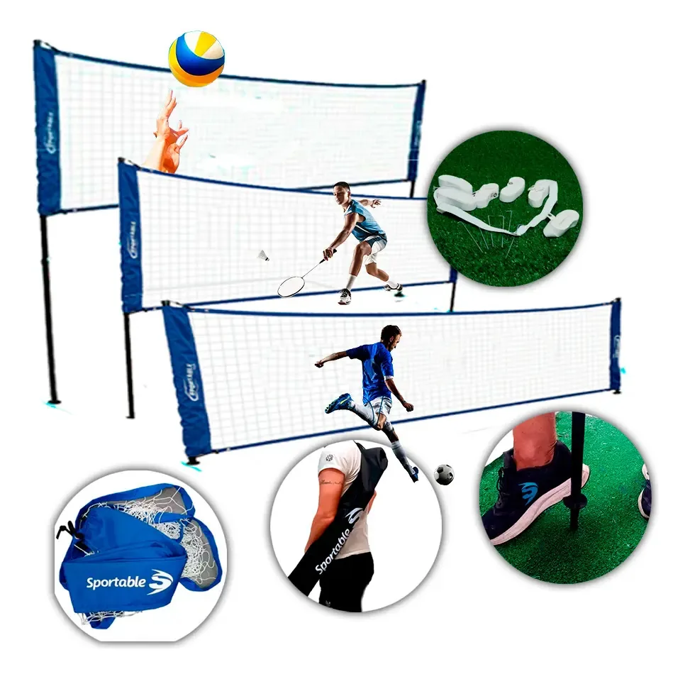 Tênis de vôlei/futebol vermelho e badminton esportivo 3 em 1 4mt