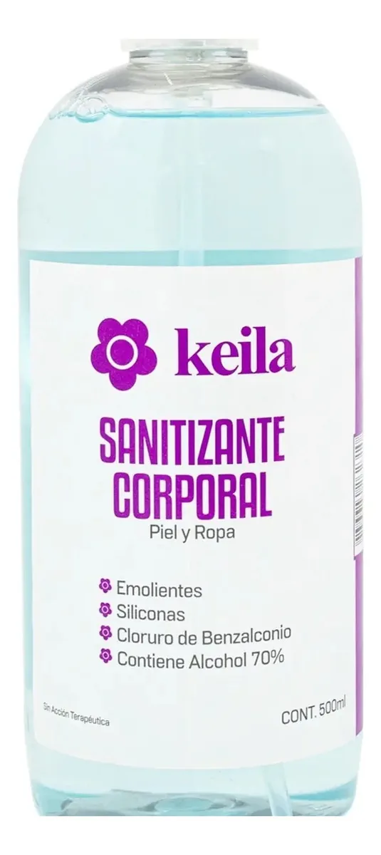 Desinfetante corporal Keila para pele e roupas 70% de álcool 500ml
