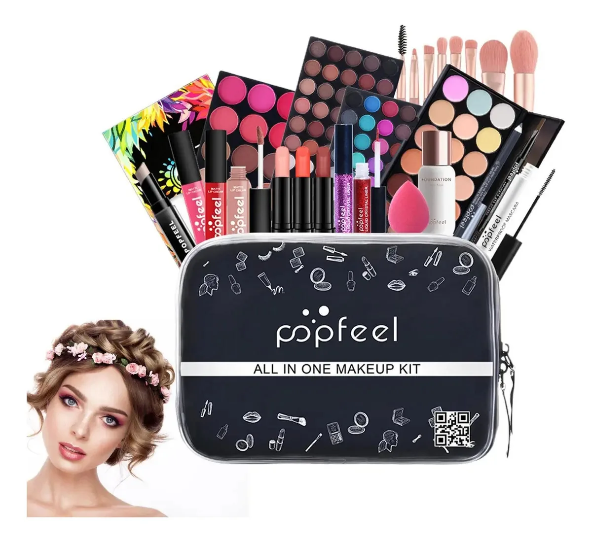 Conjunto de maquiagem Nulyunze | Kit completo de maquiagem de 24 peças para mulheres — Pacote de maquiagem e maquiagem para adolescentes: inclui conjunto de pincéis
