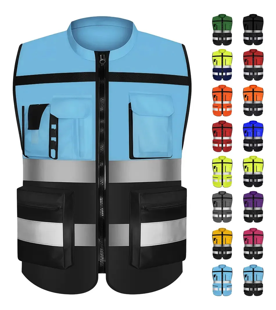 colete de segurança, coletes refletivos, colete industrial, preto, azul, aço L