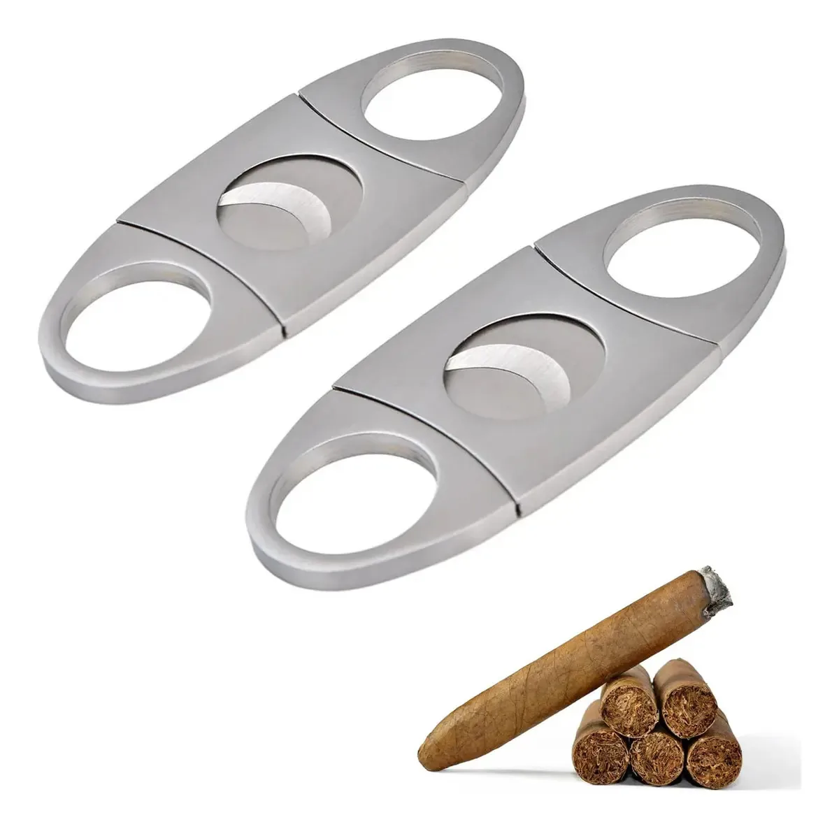 2 peças de cortador de charuto de aço inoxidável com corte duplo