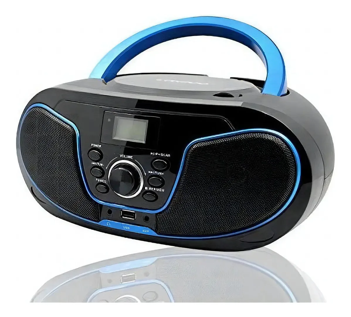 Lonpoo® Reprodutor De Cd Portátil Com Rádio Fm E Entrada Auxiliar / Usb / Fone De Ouvido Jack, Bluetooth Boombox, Azul