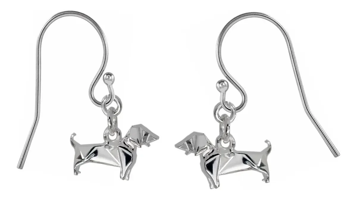 Brincos/brincos Origami Dachshund em prata 925