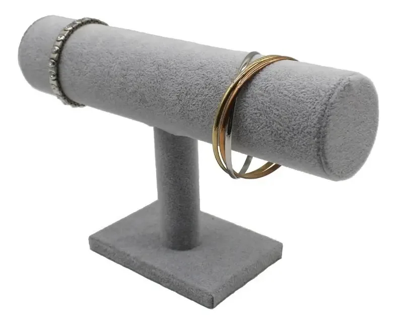 Display: pulseiras, relógios, veludo cinza, 1 tubo