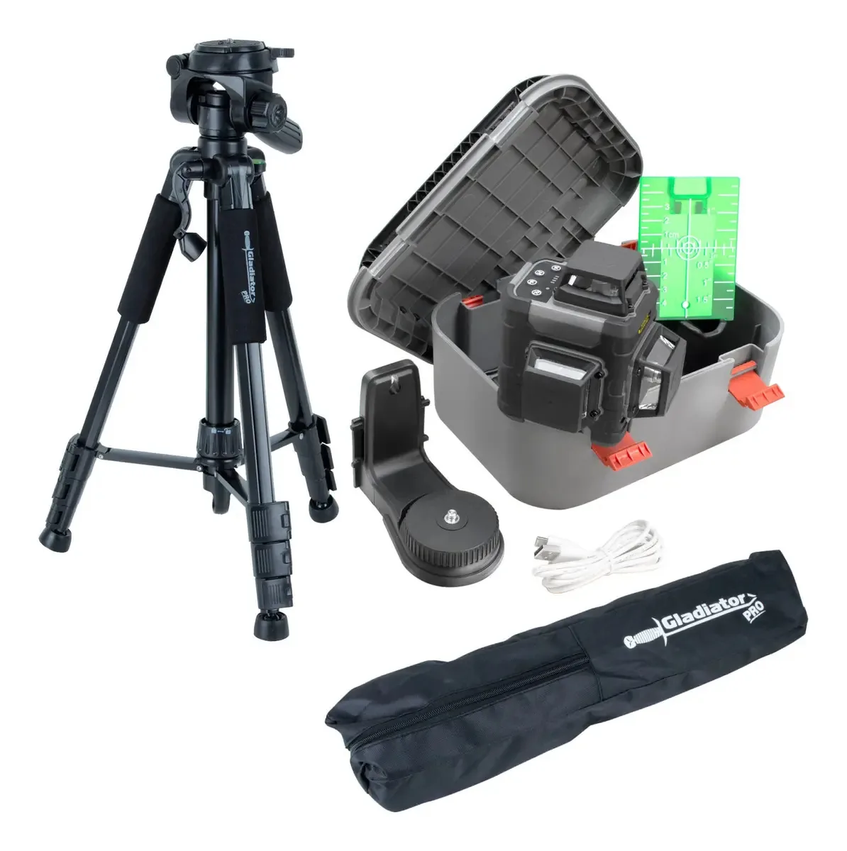 Kit de nível a laser recarregável Gladiator, tripé Ip54 + de 45 m