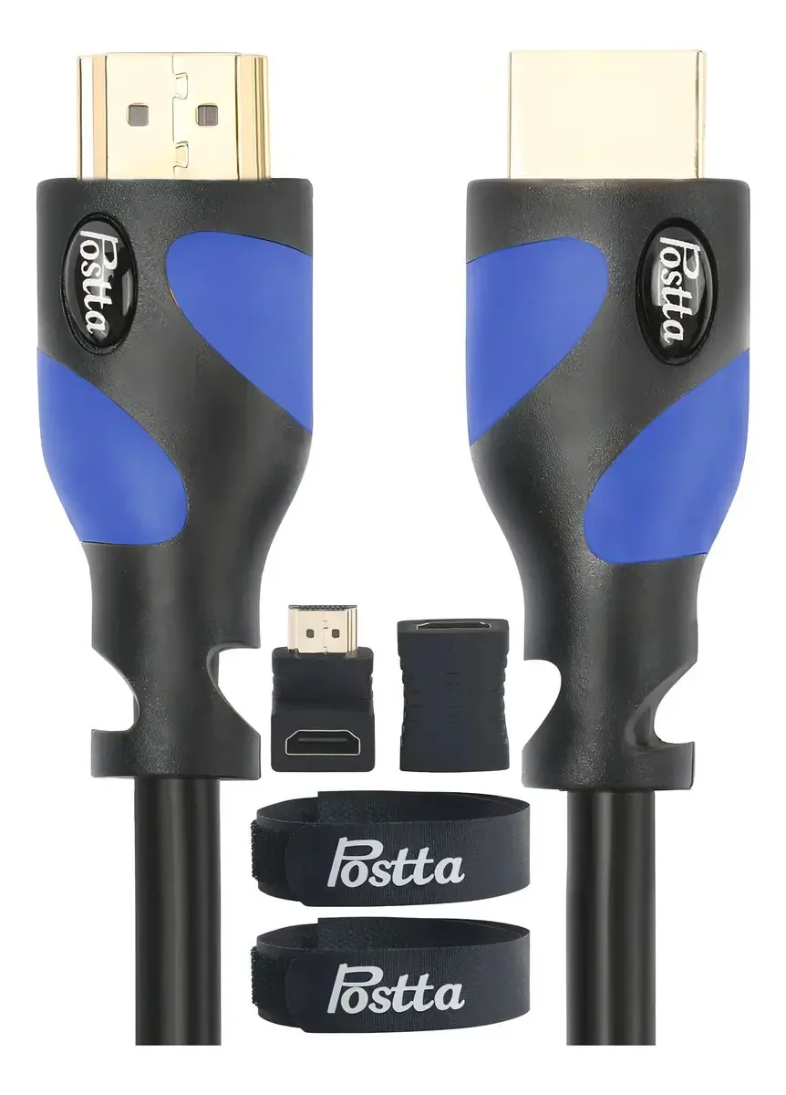 Cabo Postta Hdmi 2.0v de 25 pés, 2 adaptadores HDMI e muito mais