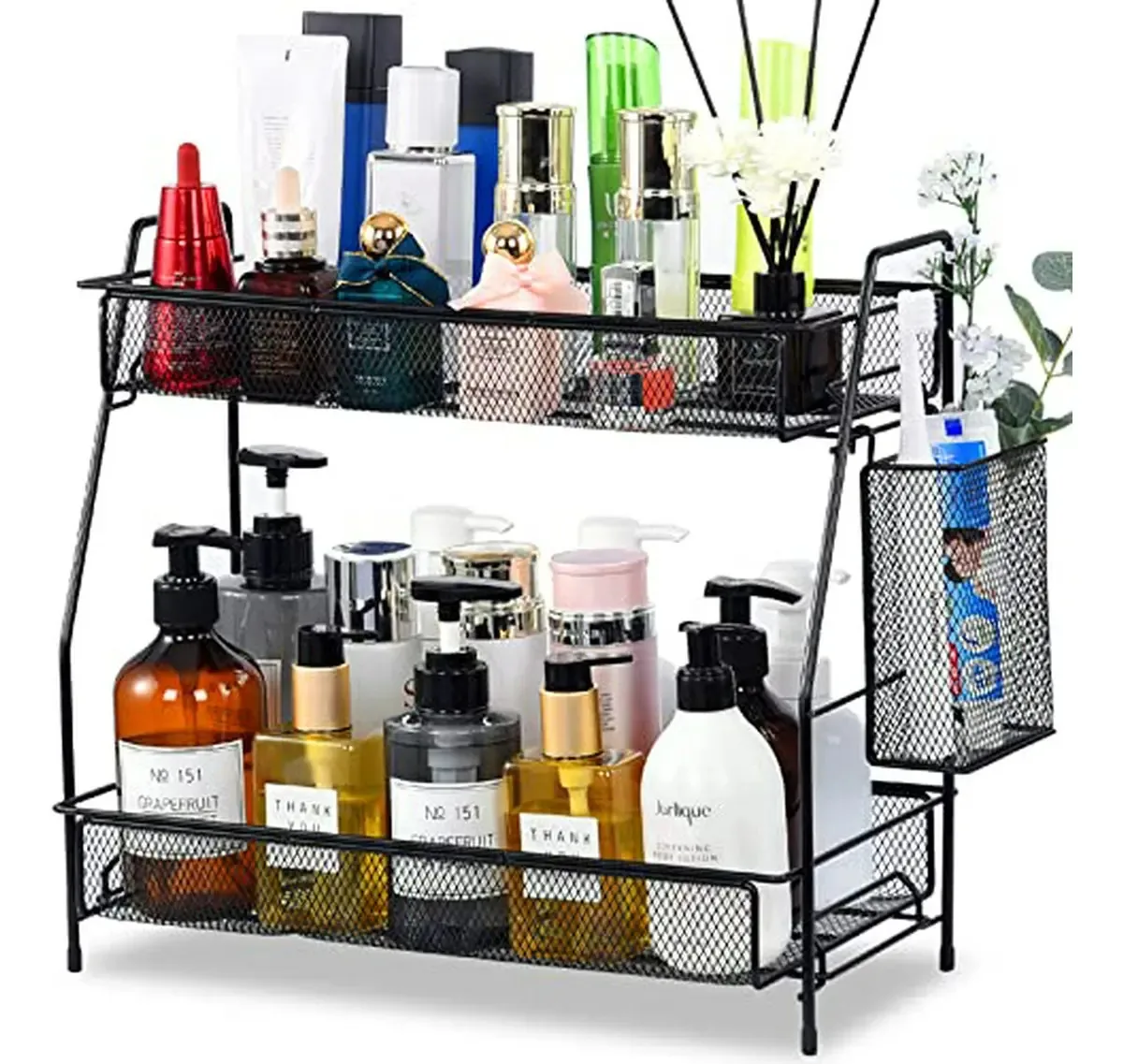 Organizador de bancada grande para banheiro e cozinha (preto)