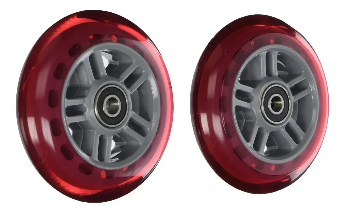 Conjunto de rodas com rolamentos de reposição para Scooter De L. Cor vermelha
