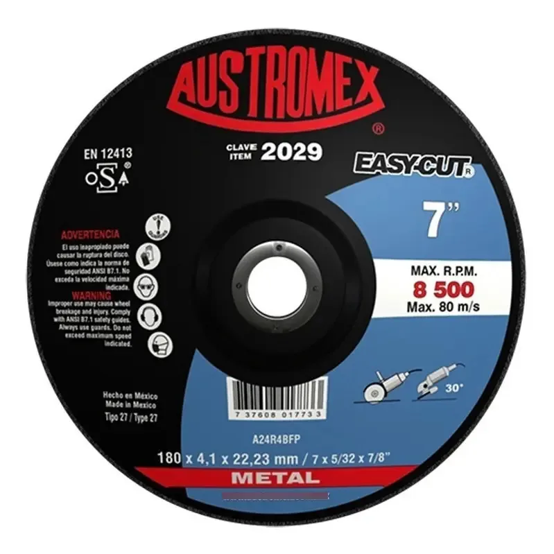 Disco de corte e desbaste Austromex 2029 Easycut de 7 polegadas 00100881 - cor preta