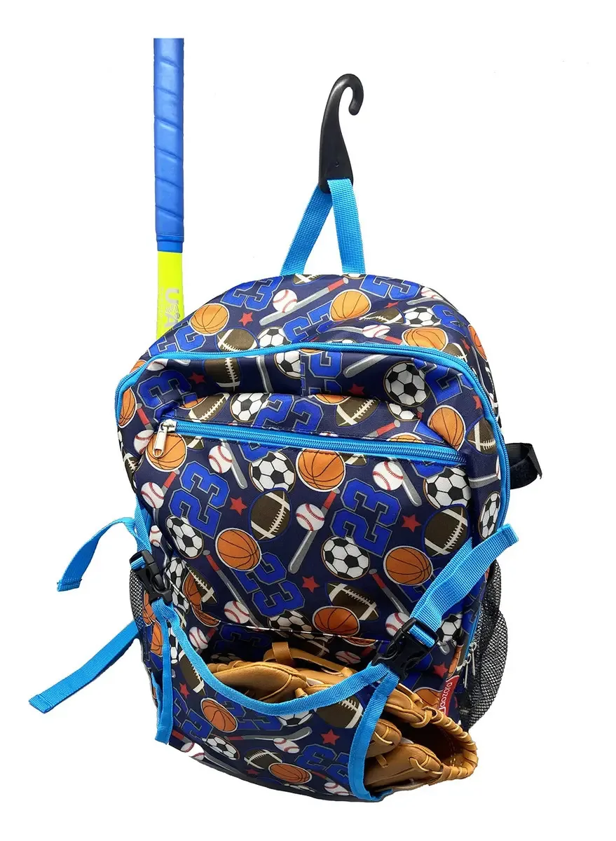 Aozora Mochila de Beisebol e Softbol para Jovens, Leve, Bolsa de Beisebol para Guardar Bastões, Capacete, Luva, Bonés, Bolso para Objetos de Valor, Gancho para Cerca (ventiladores de bola)