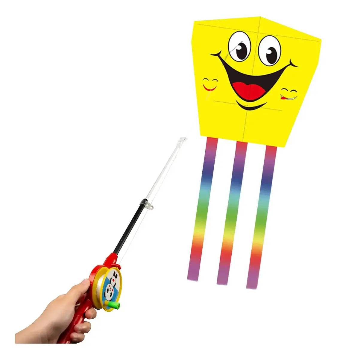 Kite For Easy To Fly Light Kites Flywheel Boy Girl Yellow Smile