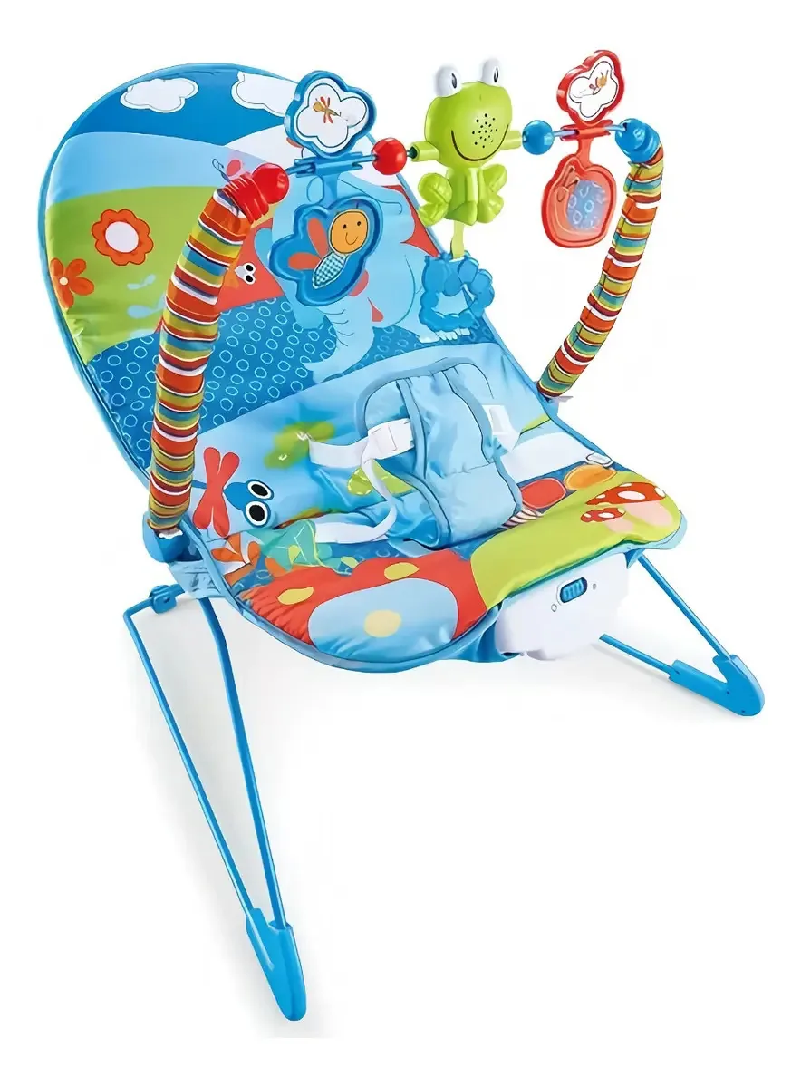 Cadeira de balanço Bouncer Baby Aeiou Hb433 com vibração azul elefante