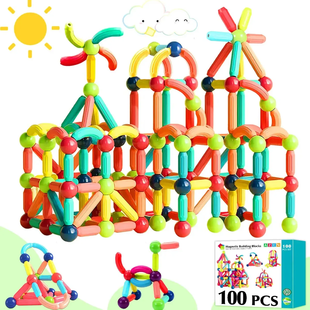 100 blocos de construção de brinquedos magnéticos, Imane