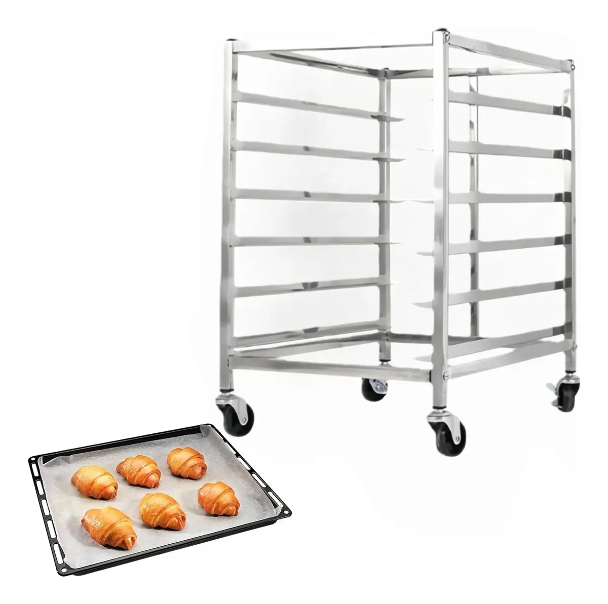 Rack Espiguero Baker de aço inoxidável para 6 bandejas