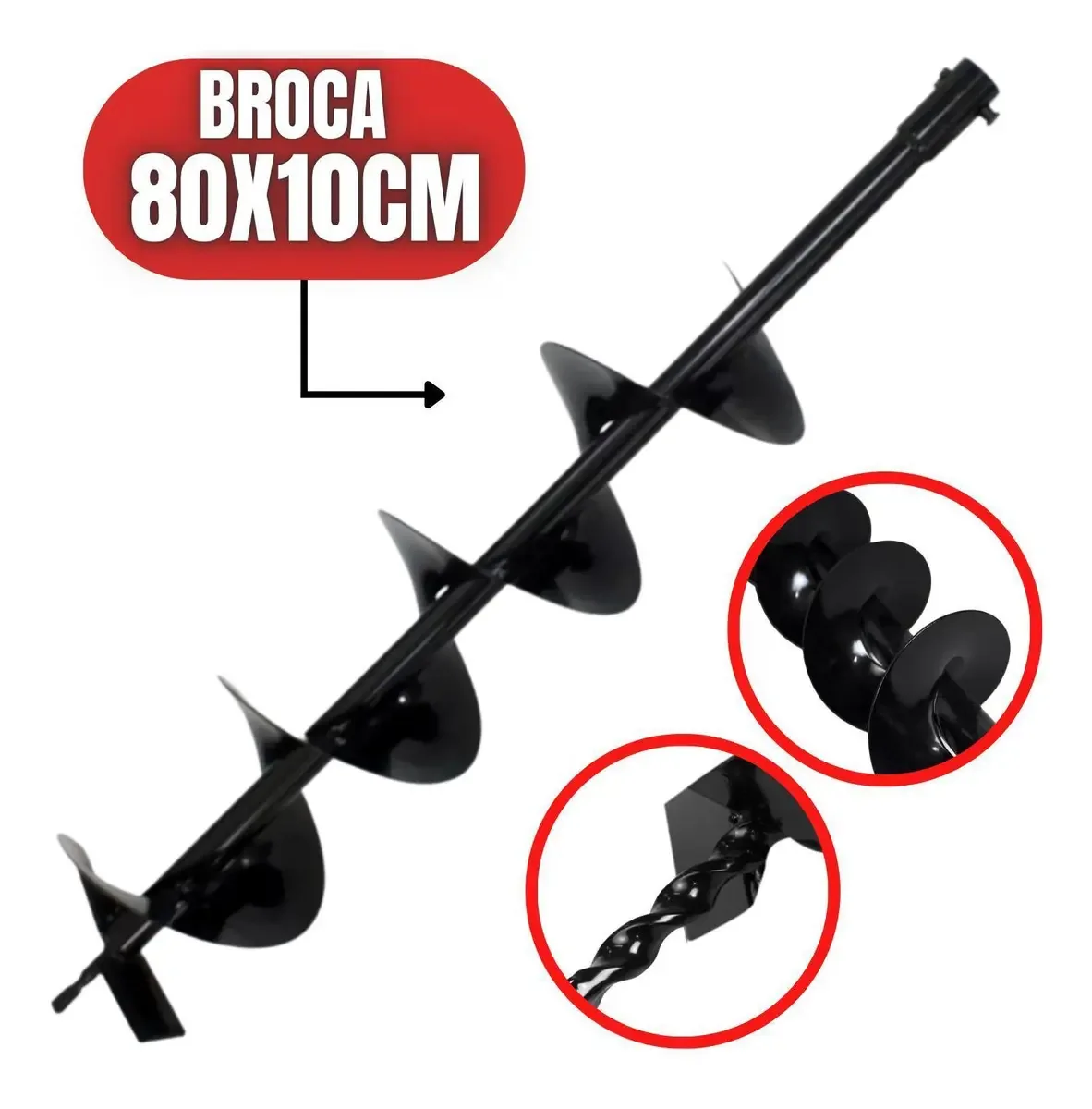 Broca 80x10cm Para Perfurador De Solo Vulcan Vps520 Com Pino