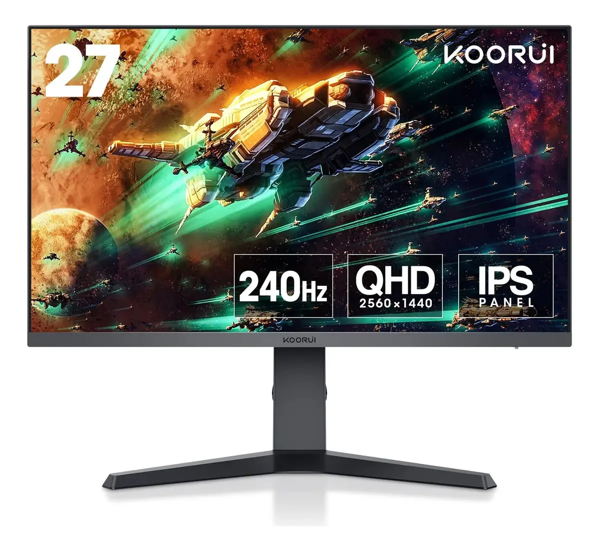 Monitor de jogos Koorui de 27 polegadas, monitor de computador. Cor Preto