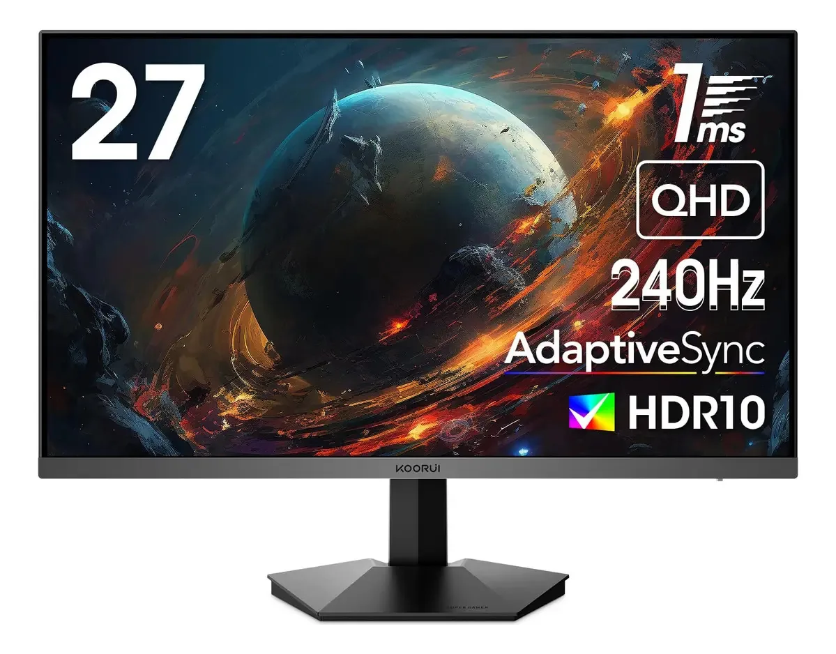 Monitor de jogos Koorui, monitor WQHD X de 27 polegadas, cor preta