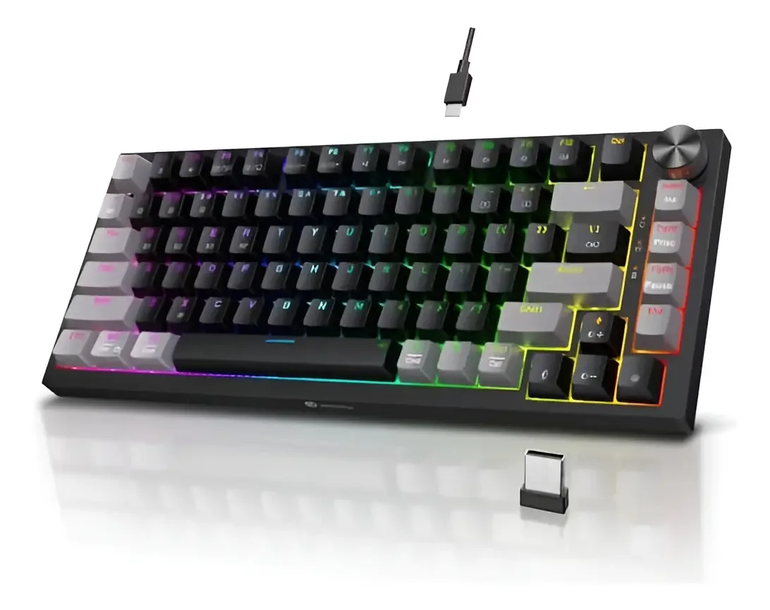 Teclados Koorui Gaming, 82 teclas, teclado mecânico RGB e 26