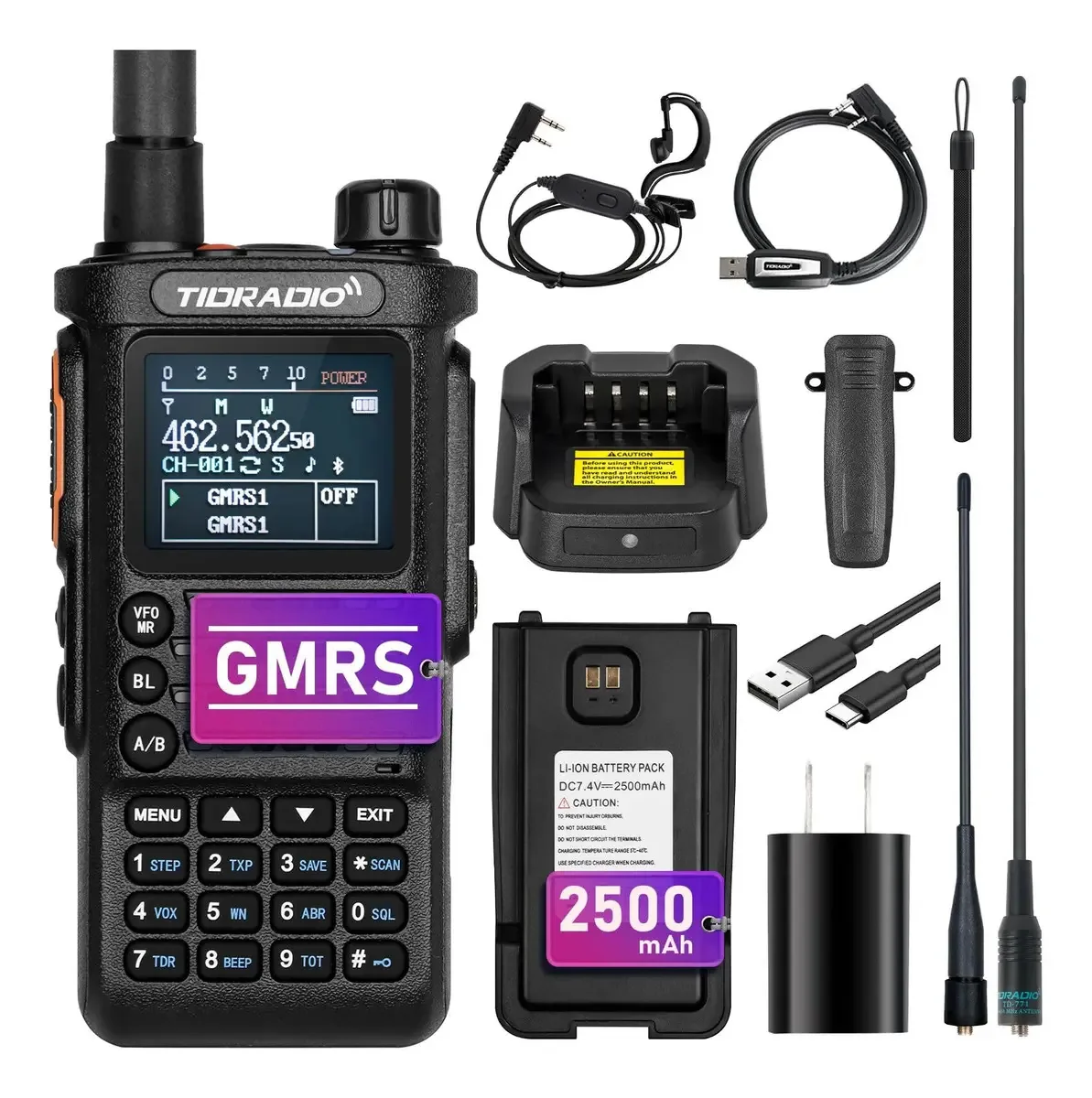 Walkie-talkie Tidradio GMRS - preto