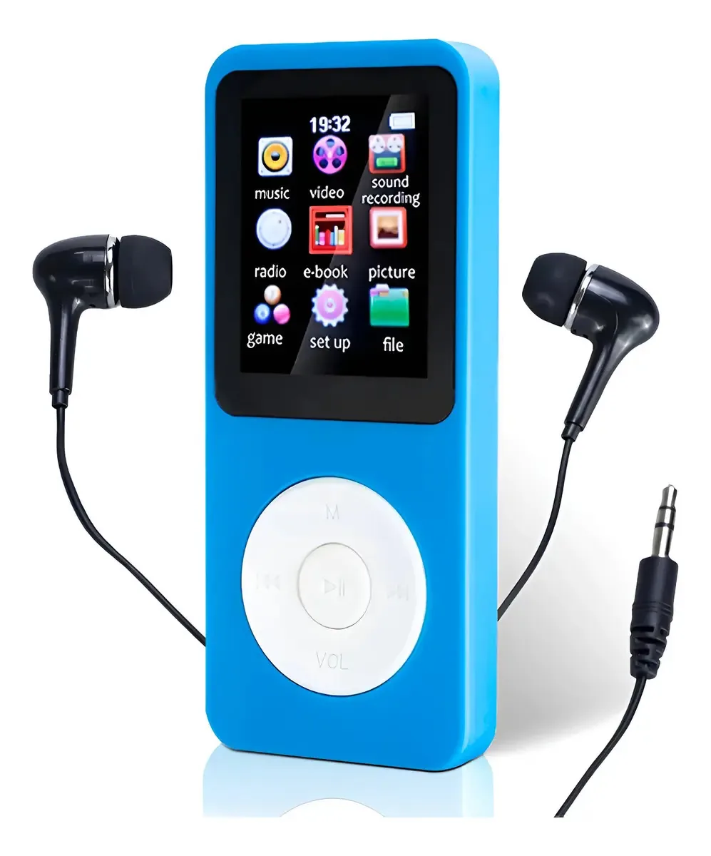 Leitor MP3 Bluetooth Margo Acessorios Tela 1.77'' Azul Type-C e Rádio FM