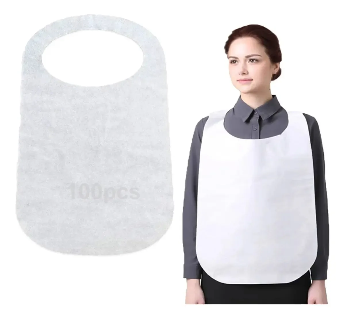 100 babadores descartáveis para adultos e restaurantes, 40x73cm