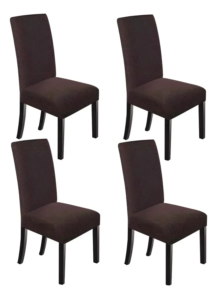 Capas de cadeira de jantar elásticas marrom-escuras
